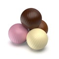 Four different chocolate balls