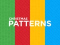 Four different Christmas seamless patterns with thin line icons: Santa Claus, snowflake, reindeer, wreath, decoration, candy cane Royalty Free Stock Photo