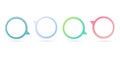 four different colored speech bubbles on a white background