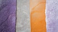 Four different colored surfaces, including purple, orange, and white Royalty Free Stock Photo