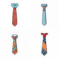 Four different colored ties are shown in a row Royalty Free Stock Photo