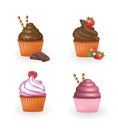 Four different cupcakes set