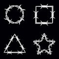 Four Different Geometric Shape. Vector Silhouette of Barbed Wire