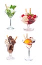 Four different ice cream sundaes