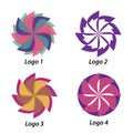 Four different logos in shapes
