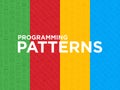 Four different Programming seamless patterns with thin line icons: developer, code, algorithm, technical support, program setup,