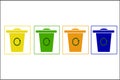 Four different recycling containers in different colors - Vector