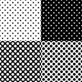 Four different seamless polka dot patterns. Vector illustration.