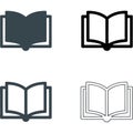 Four different styles of open book icons Royalty Free Stock Photo