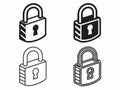 Four different styles of simple padlock illustrations showing security and protection concept elements Royalty Free Stock Photo