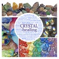 Crystal healing therapy collage word cloud wall art Royalty Free Stock Photo