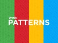 Four different Wine seamless patterns with thin line icons: corkscrew, wine glass, cork, grapes, barrel, list, decanter, cheese,