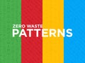 Four different Zero waste seamless patterns with thin line icons: menstrual cup, safety razor, glass jar, natural deodorant, hand
