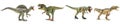 Four dinosaurs figurines in a row Royalty Free Stock Photo