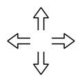 Four-direction arrow icon design in linear style.