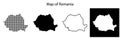 Diverse visual representations of romania\'s geographical map outline and silhouette Royalty Free Stock Photo