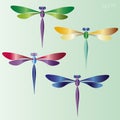 Four dragonfly set Royalty Free Stock Photo