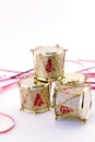 Four drums stacked gold christmas decoration