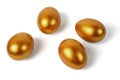 Four Easter golden eggs on a white background Royalty Free Stock Photo