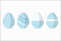 Four easter egg designs in blue