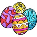 Four Easter Eggs Cartoon Colored Clipart