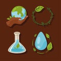 four eco friendly icons