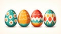 Four eggs with different colors and designs Royalty Free Stock Photo