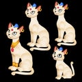 Four Egyptian figurines of white cats