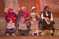 Four elderly Tibetans of Boudhanath Temple, Kathmandu, Nepal Royalty Free Stock Photo