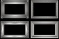 Four elegant silver picture frames displayed on a sleek black background. Ideal for showcasing memories or artwork Royalty Free Stock Photo