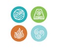 Four element icon set on white background