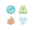 Four element icon set on white background