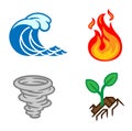 Four Elements Earth Water Air Fire Icon Set