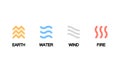 Four elements icon. Earth, water, wind and fire. Vector on isolated white background. EPS 10