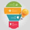 Four 4 elements of idea info graphic chart overlap vector bulb business shine