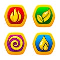 Four elements nature fire, air, earth, and water. Golden 4 symbols of life Royalty Free Stock Photo