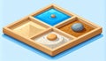 Four Elements of Nature in a Zen Garden Box Royalty Free Stock Photo