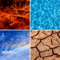 The Four elements inside squares photo frames Royalty Free Stock Photo