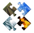 Four elements in a unsolved puzzle Royalty Free Stock Photo
