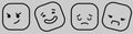 four emotions on a gray background