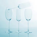 Four empty wine glass on a light blue background Royalty Free Stock Photo
