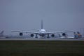 Four engine plane taxiing in Munich Airport MUC Royalty Free Stock Photo