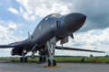 A four-engine supersonic variable-sweep wing, jet-powered heavy strategic bomber Rockwell B-1B Lancer. Royalty Free Stock Photo