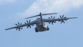 Four-engine turboprop military transport aircraft Airbus A400M (France) demonstration