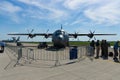 A four-engine turboprop military transport aircraft Lockheed Martin C-130J Super Hercules.