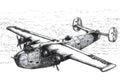 Four-engined flying boat in fly