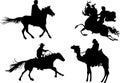 Four equestrian silhouettes Royalty Free Stock Photo