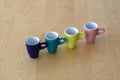 Four espresso cups on the table