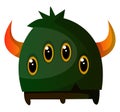 Four-eyed green monster with a horn illustration vector