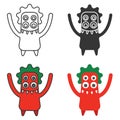 Four eyed monster in different styles.